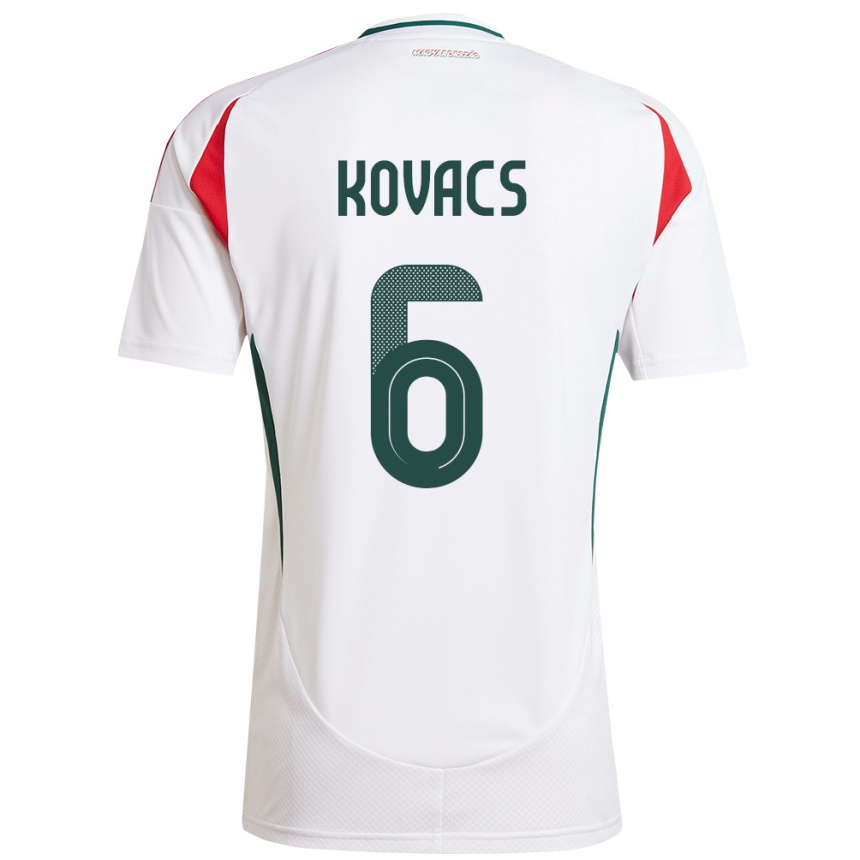 Kids Football Hungary Noel Kovács #6 White Away Jersey 24-26 T-Shirt Nz