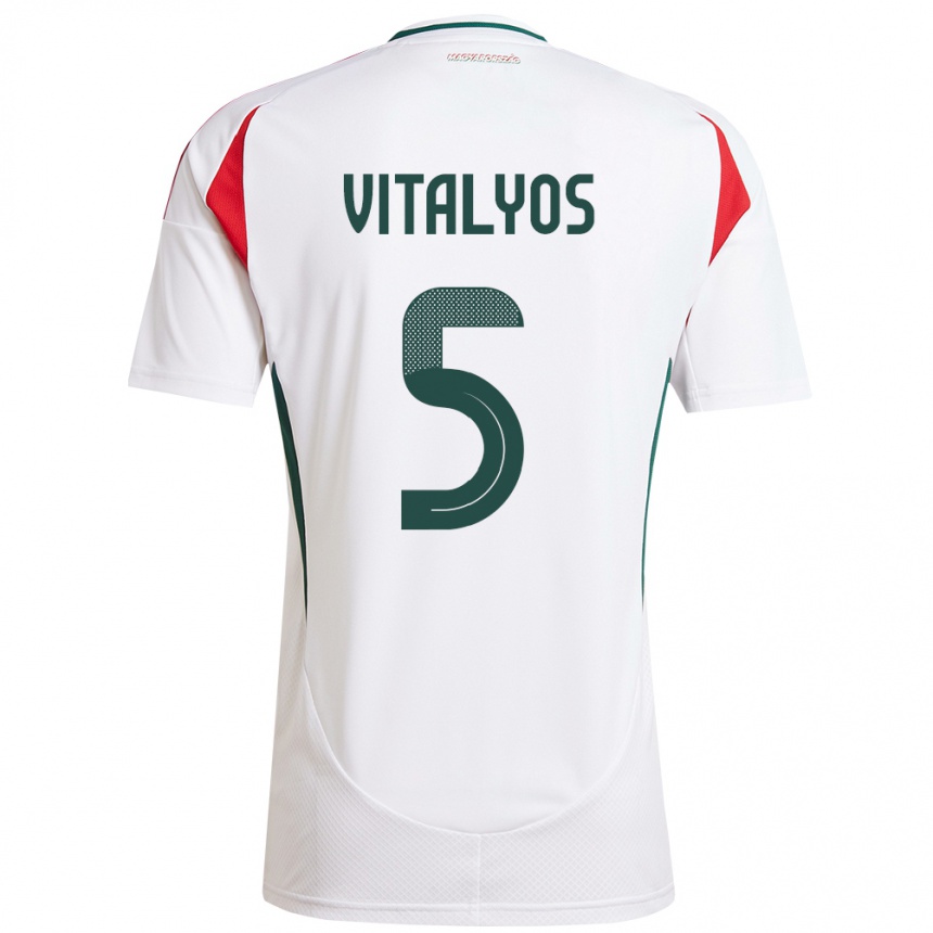 Kids Football Hungary Viktor Vitályos #5 White Away Jersey 24-26 T-Shirt Nz