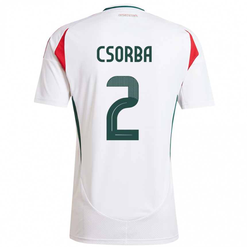 Kids Football Hungary Dominik Csorba #2 White Away Jersey 24-26 T-Shirt Nz