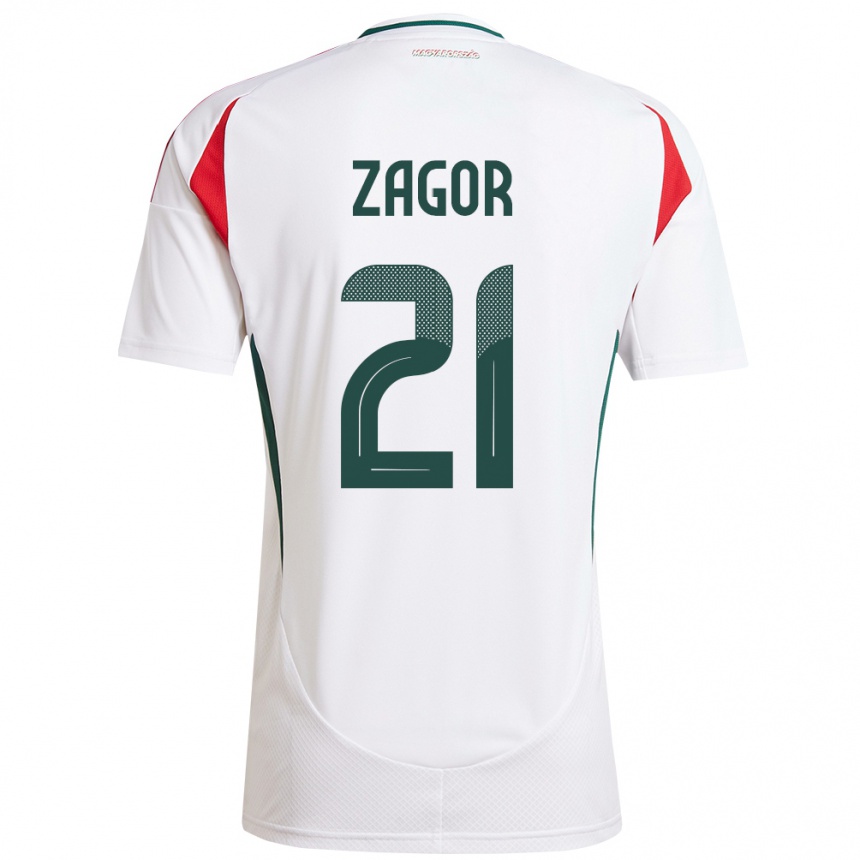 Kids Football Hungary Bernadett Zágor #21 White Away Jersey 24-26 T-Shirt Nz