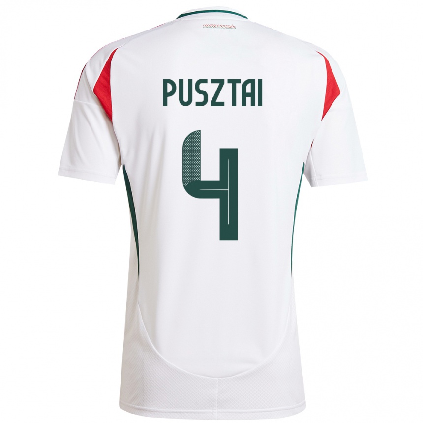 Kids Football Hungary Sára Pusztai #4 White Away Jersey 24-26 T-Shirt Nz