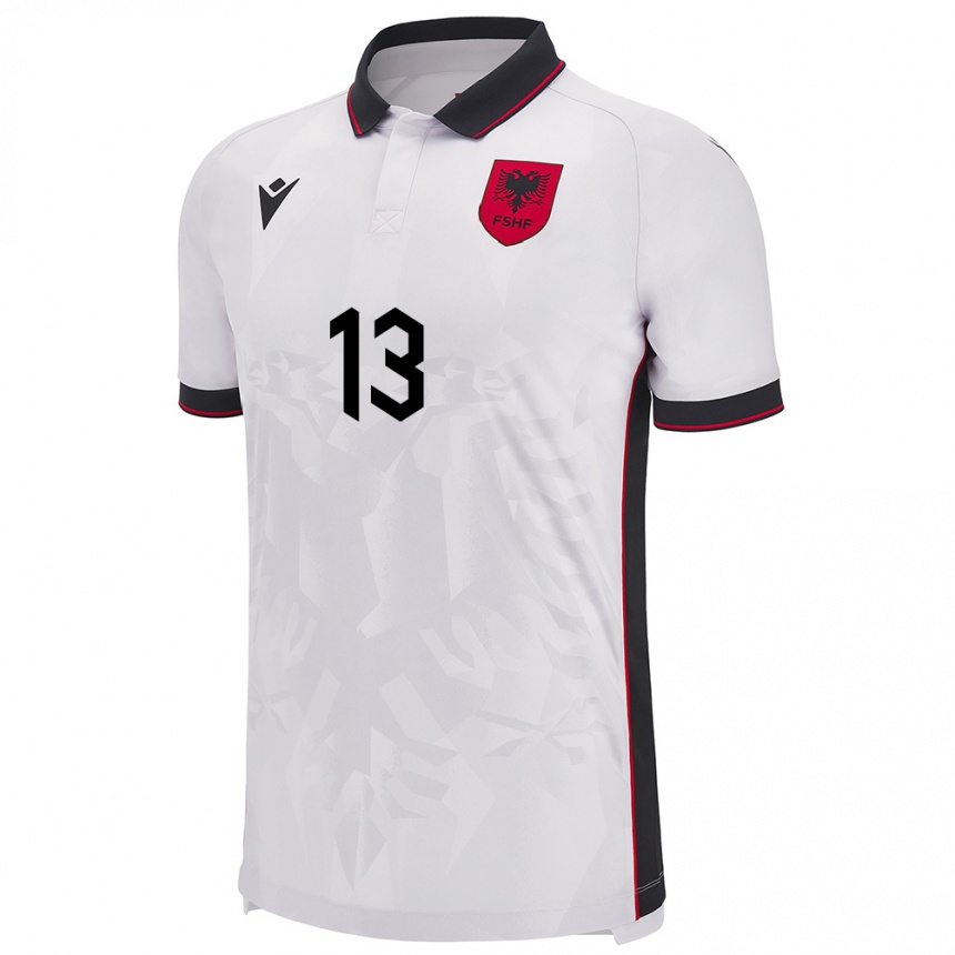 Kids Football Albania Enea Mihaj #13 White Away Jersey 24-26 T-Shirt Nz