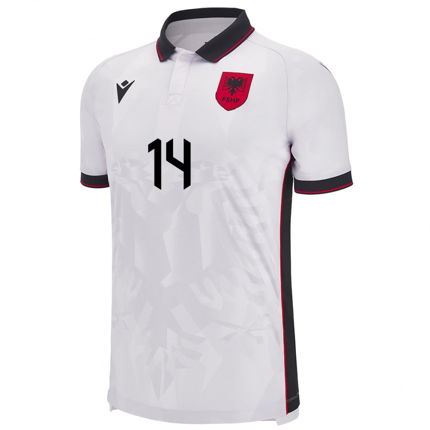 Kids Football Albania Gabrian Cani #14 White Away Jersey 24-26 T-Shirt Nz