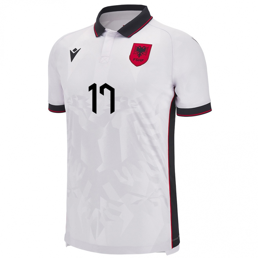 Kids Football Albania Ernest Muci #17 White Away Jersey 24-26 T-Shirt Nz