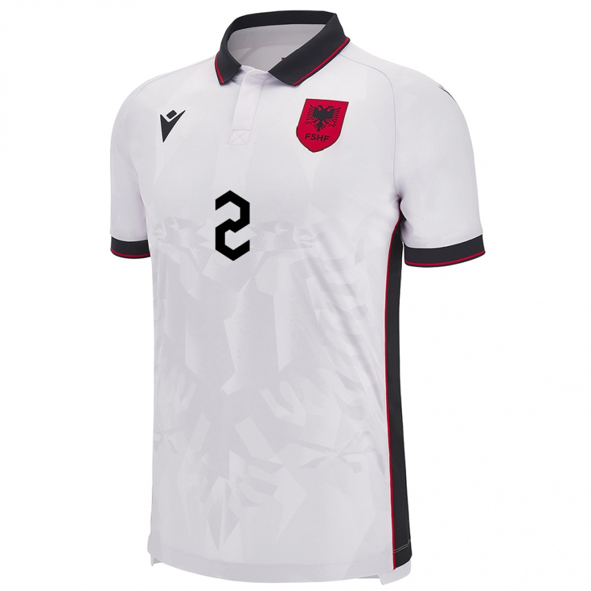 Kids Football Albania Iván Balliu #2 White Away Jersey 24-26 T-Shirt Nz