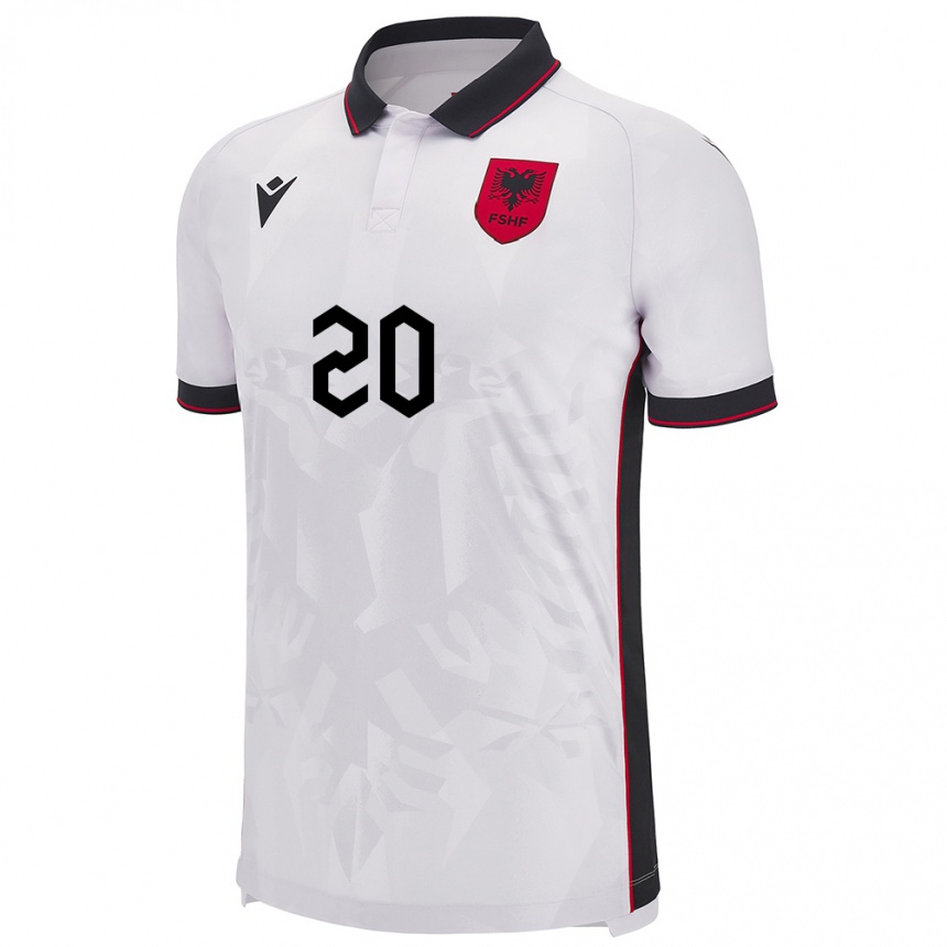 Kids Football Albania Dejvid Janaqi #20 White Away Jersey 24-26 T-Shirt Nz