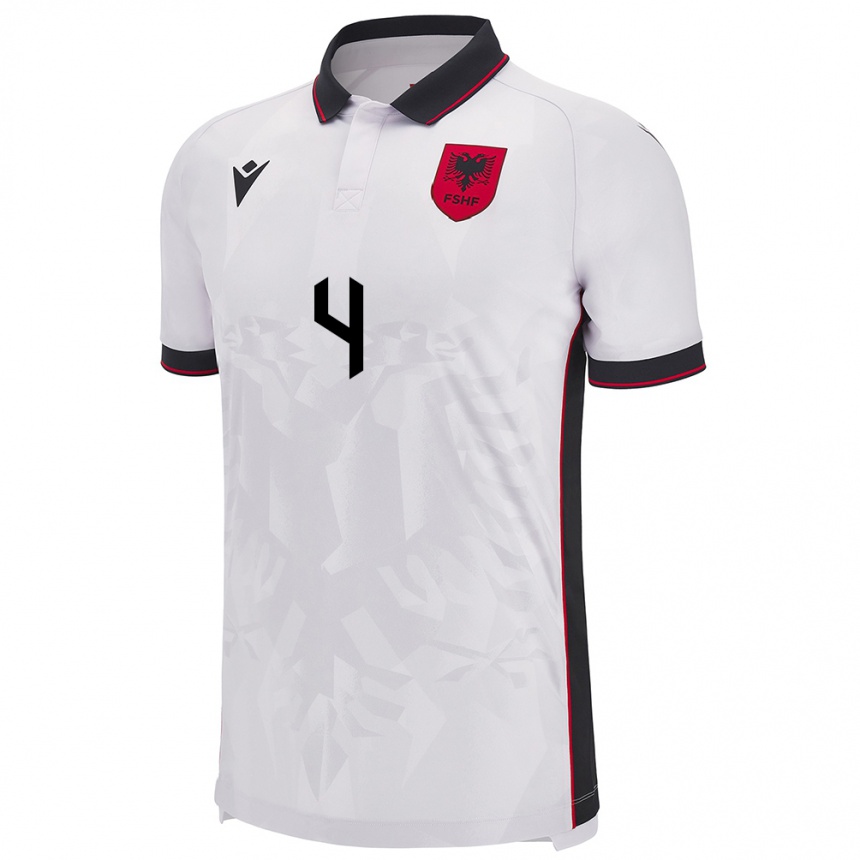 Kids Football Albania Adrian Bajrami #4 White Away Jersey 24-26 T-Shirt Nz