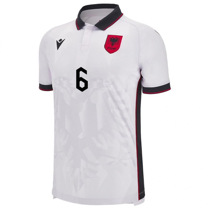 Kids Football Albania Feta Fetai #6 White Away Jersey 24-26 T-Shirt Nz