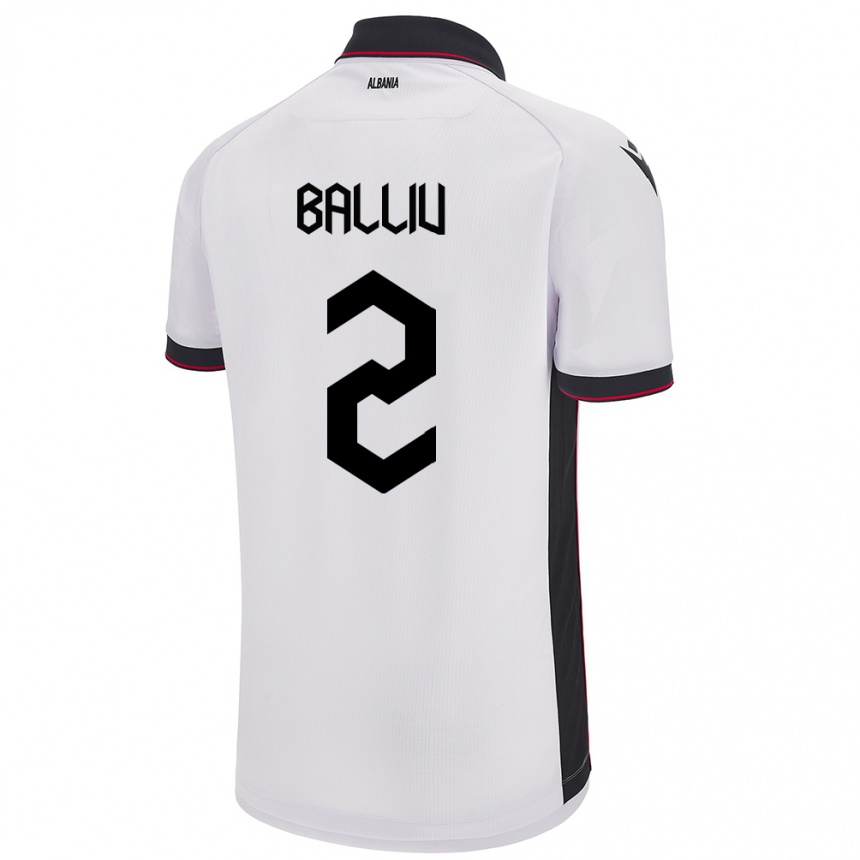 Kids Football Albania Iván Balliu #2 White Away Jersey 24-26 T-Shirt Nz