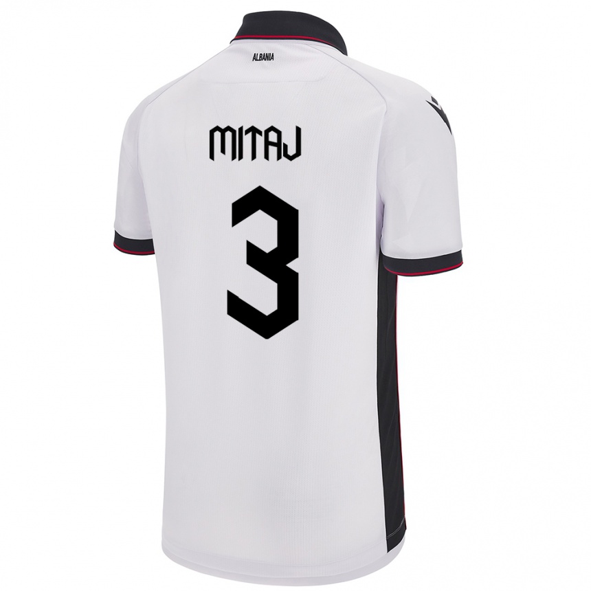 Kids Football Albania Mario Mitaj #3 White Away Jersey 24-26 T-Shirt Nz