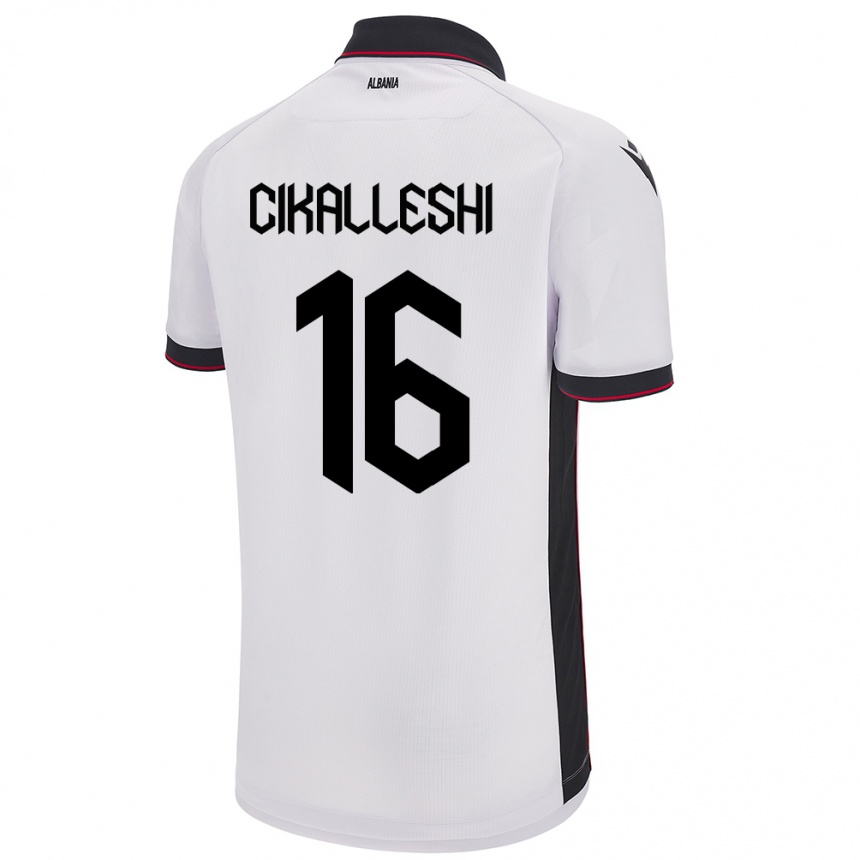 Kids Football Albania Sokol Cikalleshi #16 White Away Jersey 24-26 T-Shirt Nz