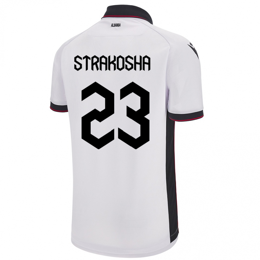 Kids Football Albania Thomas Strakosha #23 White Away Jersey 24-26 T-Shirt Nz