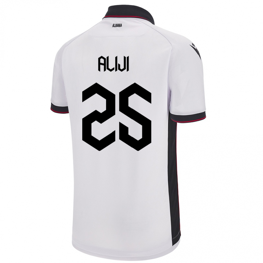 Kids Football Albania Naser Aliji #25 White Away Jersey 24-26 T-Shirt Nz