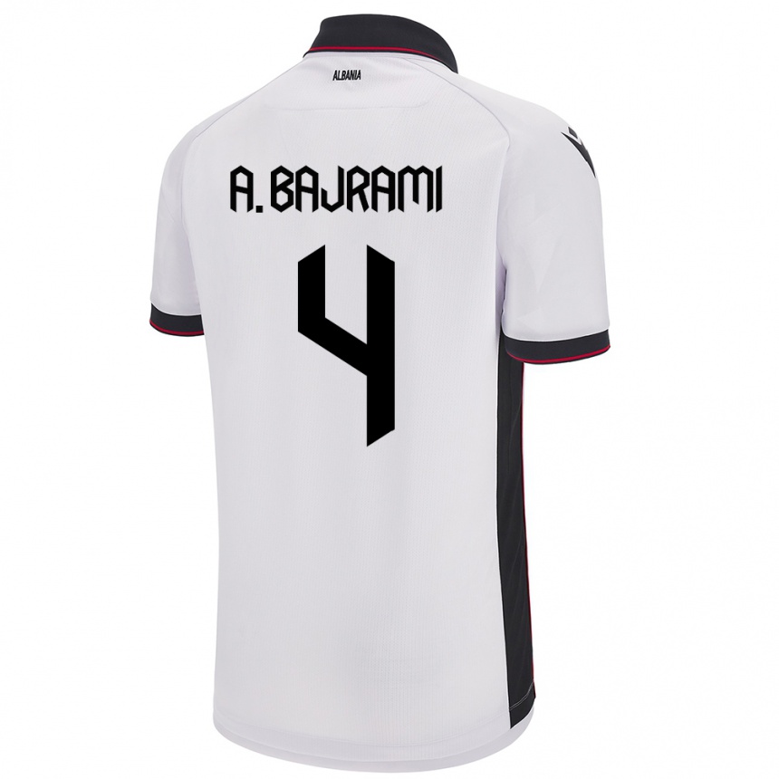 Kids Football Albania Adrian Bajrami #4 White Away Jersey 24-26 T-Shirt Nz