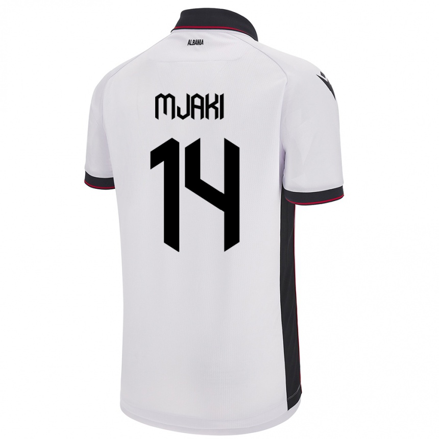 Kids Football Albania Agan Mjaki #14 White Away Jersey 24-26 T-Shirt Nz