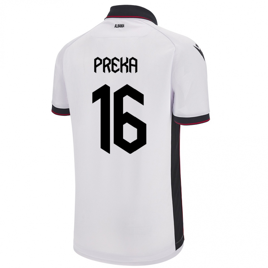 Kids Football Albania Marcelino Preka #16 White Away Jersey 24-26 T-Shirt Nz