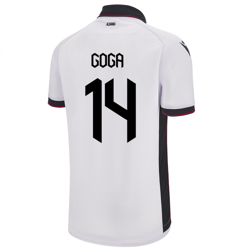 Kids Football Albania Ergi Goga #14 White Away Jersey 24-26 T-Shirt Nz