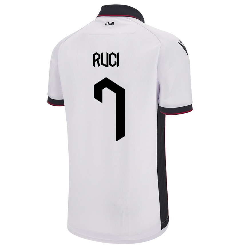 Kids Football Albania Flamur Ruci #7 White Away Jersey 24-26 T-Shirt Nz