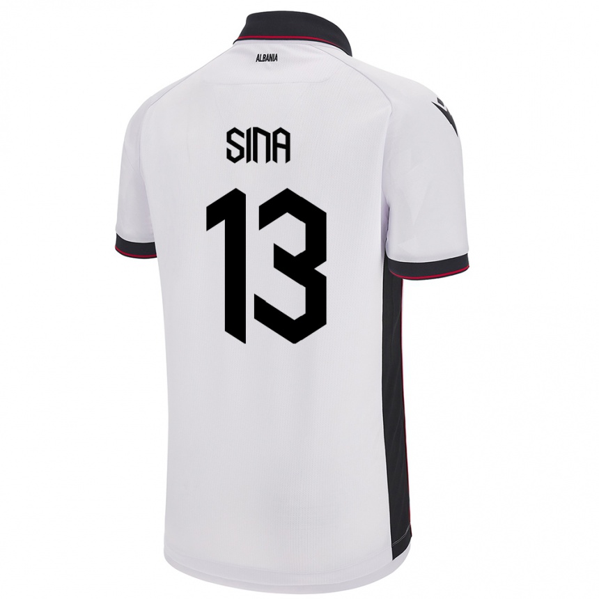 Kids Football Albania Samuele Sina #13 White Away Jersey 24-26 T-Shirt Nz