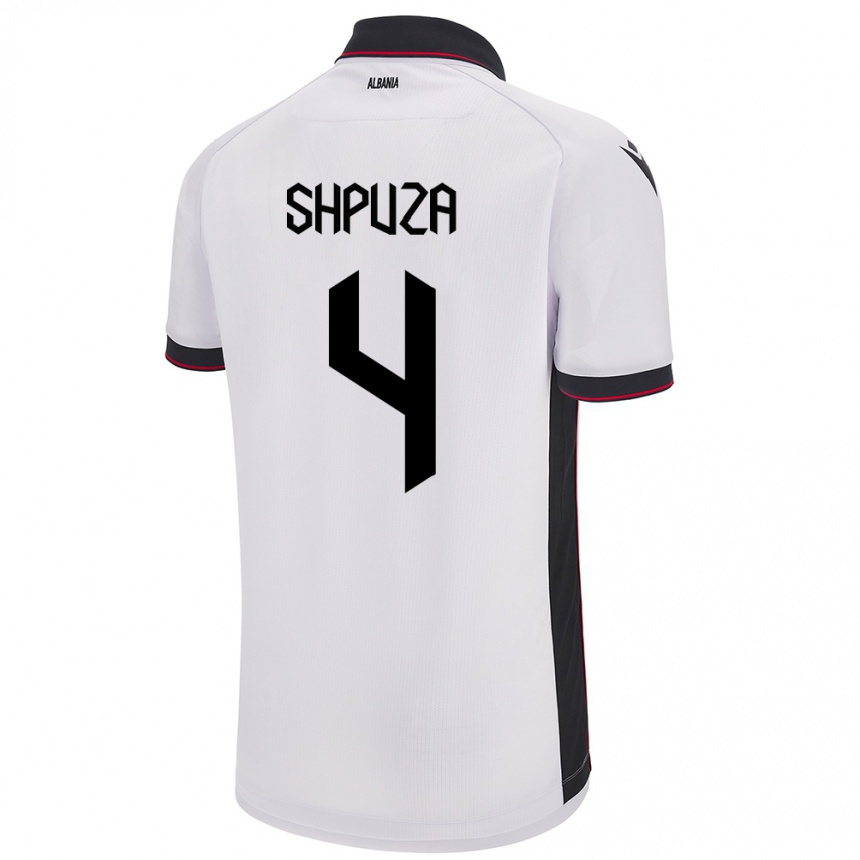 Kids Football Albania Kleo Shpuza #4 White Away Jersey 24-26 T-Shirt Nz