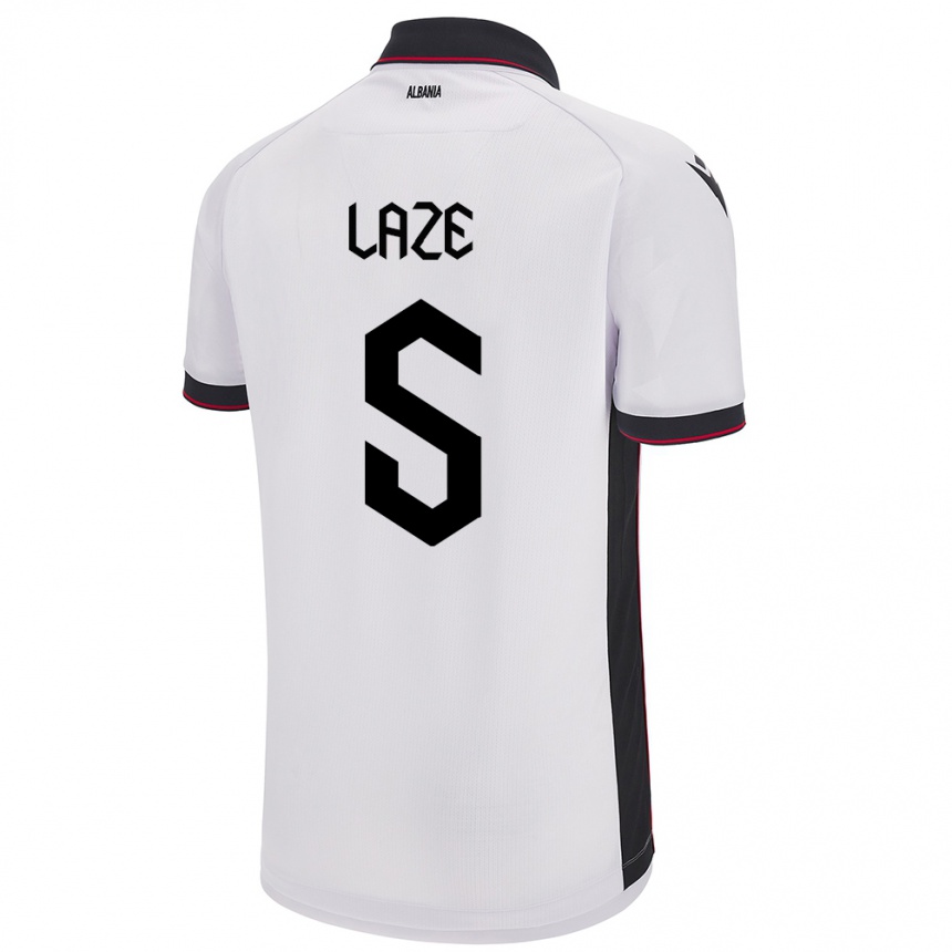 Kids Football Albania Jetmir Laze #5 White Away Jersey 24-26 T-Shirt Nz