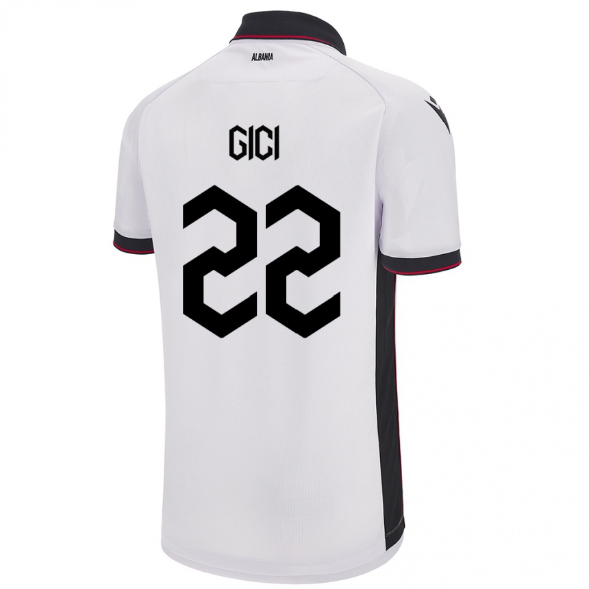 Kids Football Albania Matias Gici #22 White Away Jersey 24-26 T-Shirt Nz