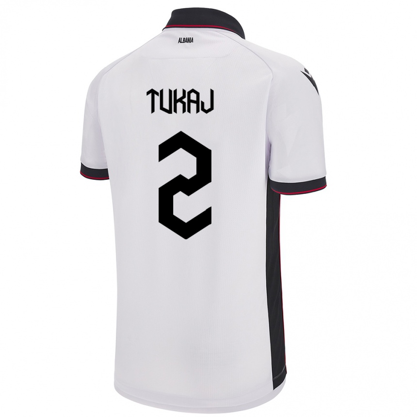 Kids Football Albania Armera Tukaj #2 White Away Jersey 24-26 T-Shirt Nz