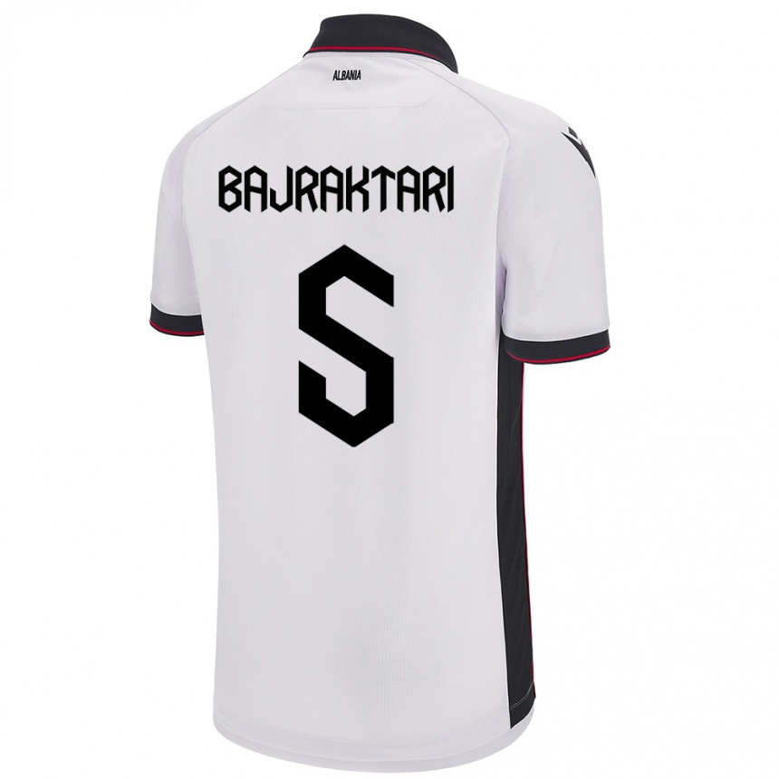 Kids Football Albania Arbiona Bajraktari #5 White Away Jersey 24-26 T-Shirt Nz