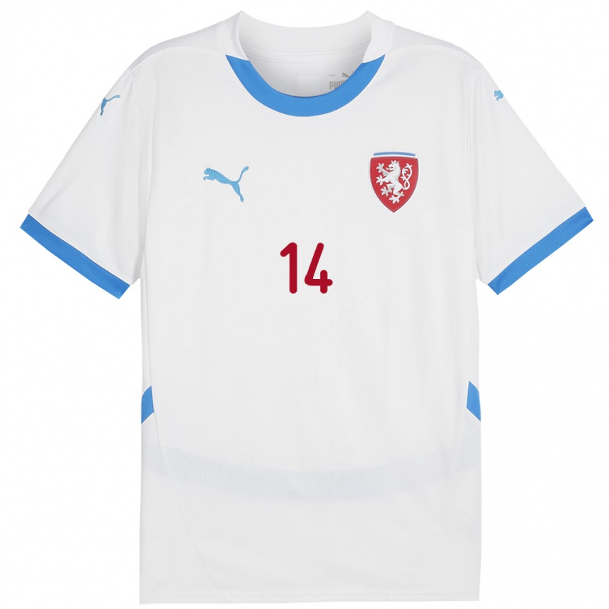 Kids Football Czech Republic Zdenek Toman #14 White Away Jersey 24-26 T-Shirt Nz