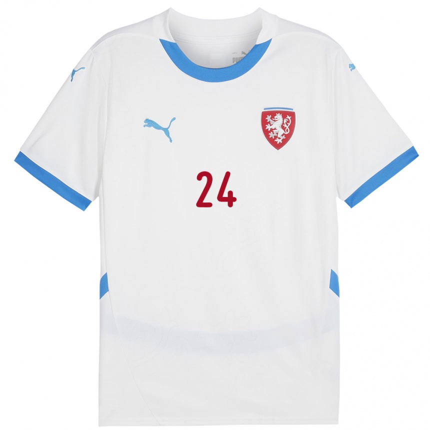 Kids Football Czech Republic Tomas Vlcek #24 White Away Jersey 24-26 T-Shirt Nz