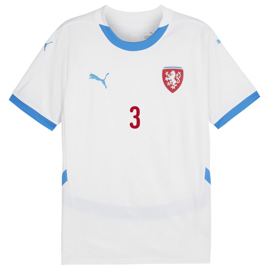 Kids Football Czech Republic Eliška Sonntagová #3 White Away Jersey 24-26 T-Shirt Nz