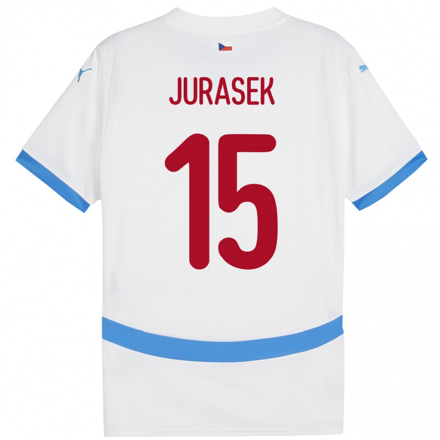 Kids Football Czech Republic David Jurásek #15 White Away Jersey 24-26 T-Shirt Nz