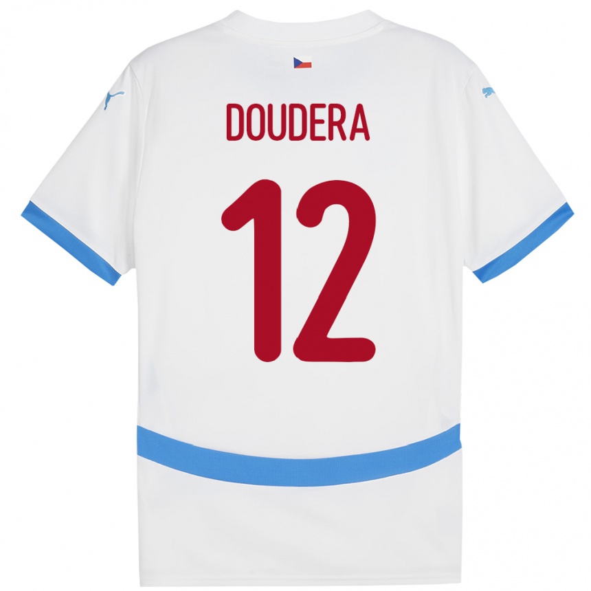 Kids Football Czech Republic David Doudera #12 White Away Jersey 24-26 T-Shirt Nz