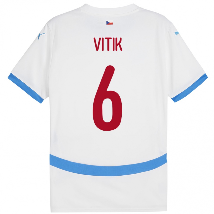 Kids Football Czech Republic Martin Vitík #6 White Away Jersey 24-26 T-Shirt Nz