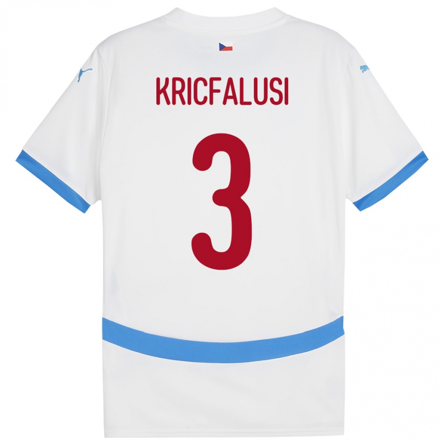 Kids Football Czech Republic Ondrej Kricfalusi #3 White Away Jersey 24-26 T-Shirt Nz