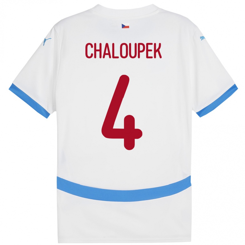 Kids Football Czech Republic Stepan Chaloupek #4 White Away Jersey 24-26 T-Shirt Nz