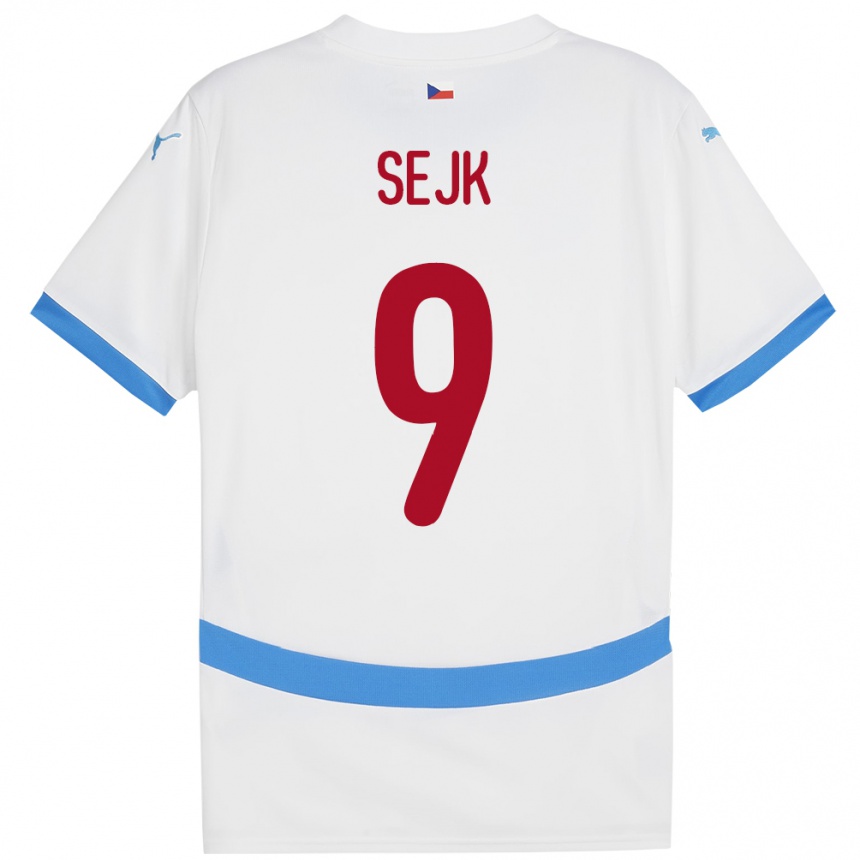 Kids Football Czech Republic Vaclav Sejk #9 White Away Jersey 24-26 T-Shirt Nz