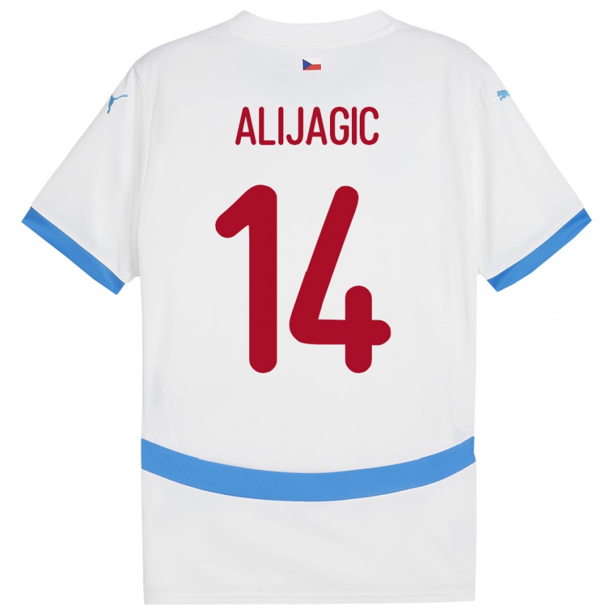 Kids Football Czech Republic Denis Alijagic #14 White Away Jersey 24-26 T-Shirt Nz