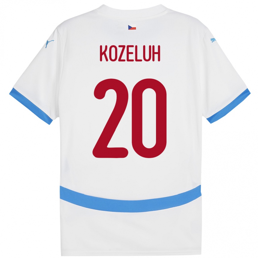 Kids Football Czech Republic Josef Kozeluh #20 White Away Jersey 24-26 T-Shirt Nz