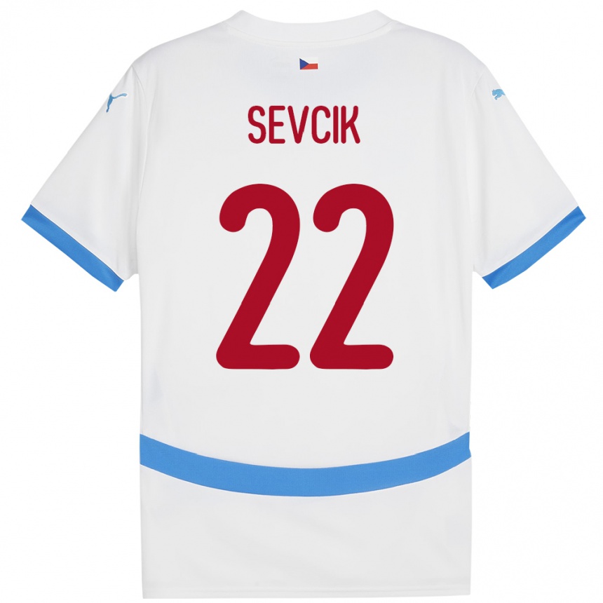 Kids Football Czech Republic Michal Sevcik #22 White Away Jersey 24-26 T-Shirt Nz