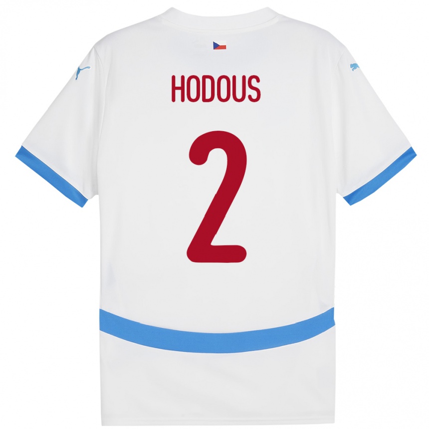 Kids Football Czech Republic Petr Hodous #2 White Away Jersey 24-26 T-Shirt Nz