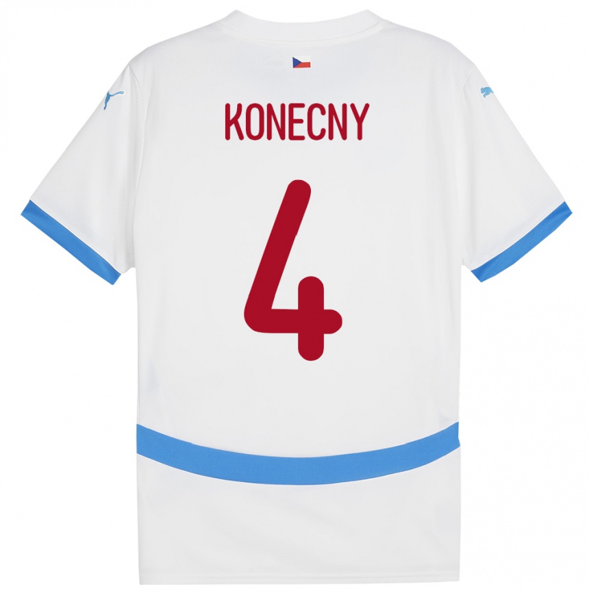 Kids Football Czech Republic Mikulas Konecny #4 White Away Jersey 24-26 T-Shirt Nz