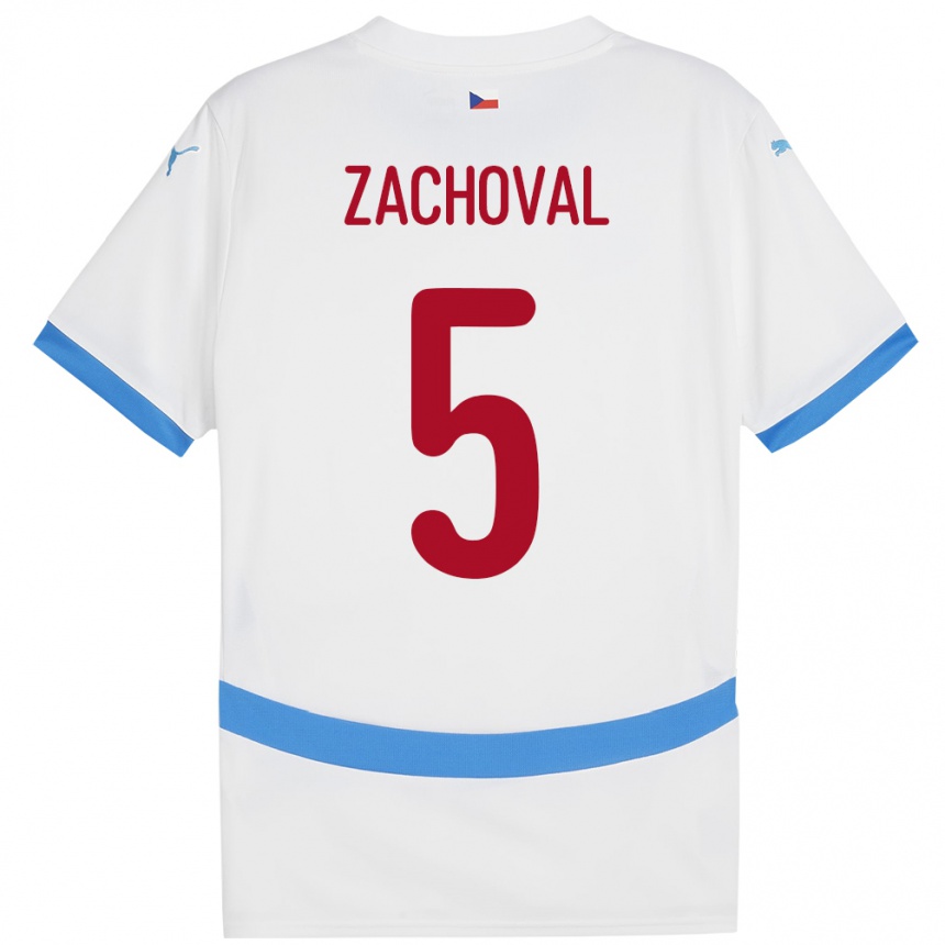 Kids Football Czech Republic Matej Zachoval #5 White Away Jersey 24-26 T-Shirt Nz