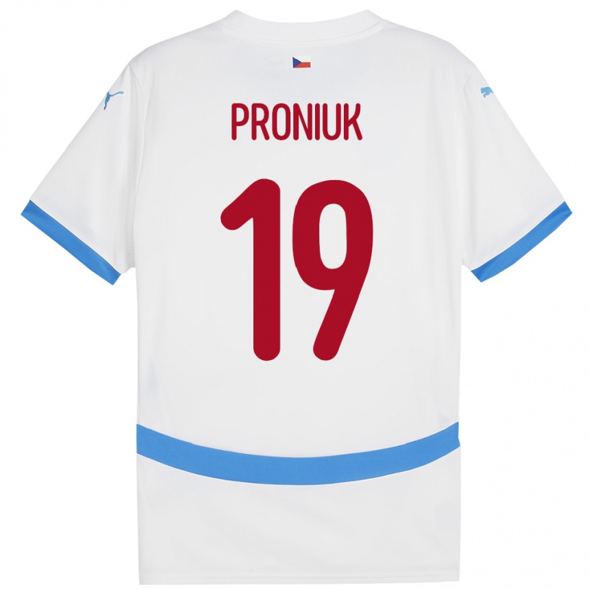 Kids Football Czech Republic Adam Proniuk #19 White Away Jersey 24-26 T-Shirt Nz