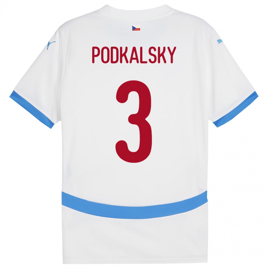 Kids Football Czech Republic Jakub Podkalsky #3 White Away Jersey 24-26 T-Shirt Nz