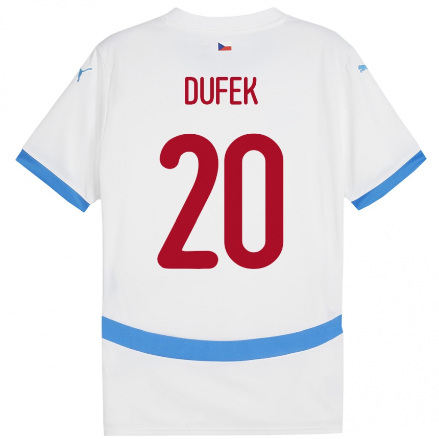 Kids Football Czech Republic Jakub Dufek #20 White Away Jersey 24-26 T-Shirt Nz