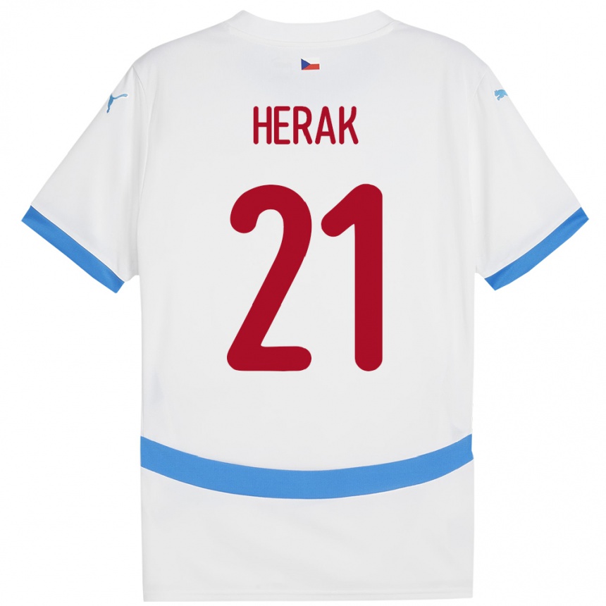 Kids Football Czech Republic Frantisek Herak #21 White Away Jersey 24-26 T-Shirt Nz