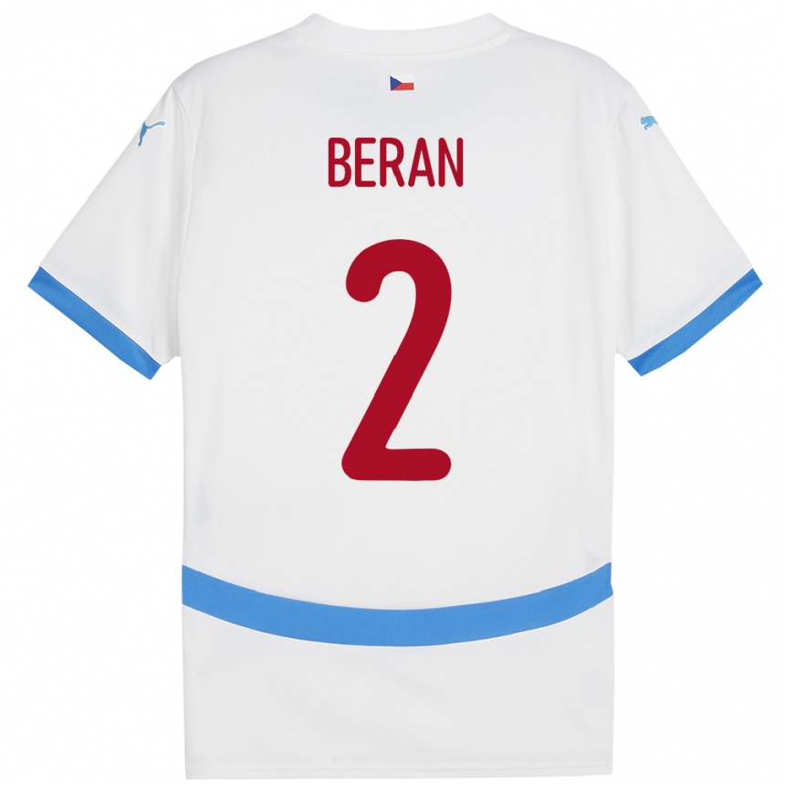 Kids Football Czech Republic Stepan Beran #2 White Away Jersey 24-26 T-Shirt Nz