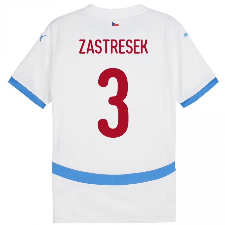 Kids Football Czech Republic Matous Zastresek #3 White Away Jersey 24-26 T-Shirt Nz