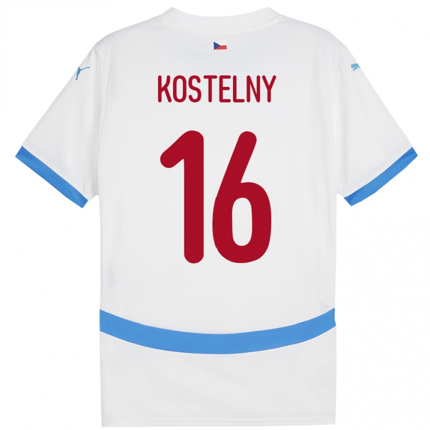 Kids Football Czech Republic Krystof Kostelny #16 White Away Jersey 24-26 T-Shirt Nz